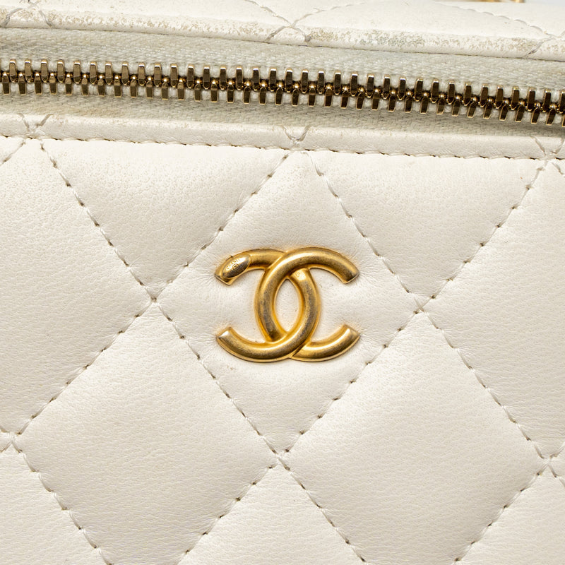 Chanel Pearl Crush Mini Vanity Lambskin White Brushed GHW