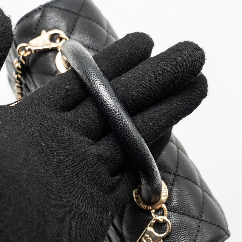 Chanel Small Coco Handle Caviar Black LGHW (Microchip)