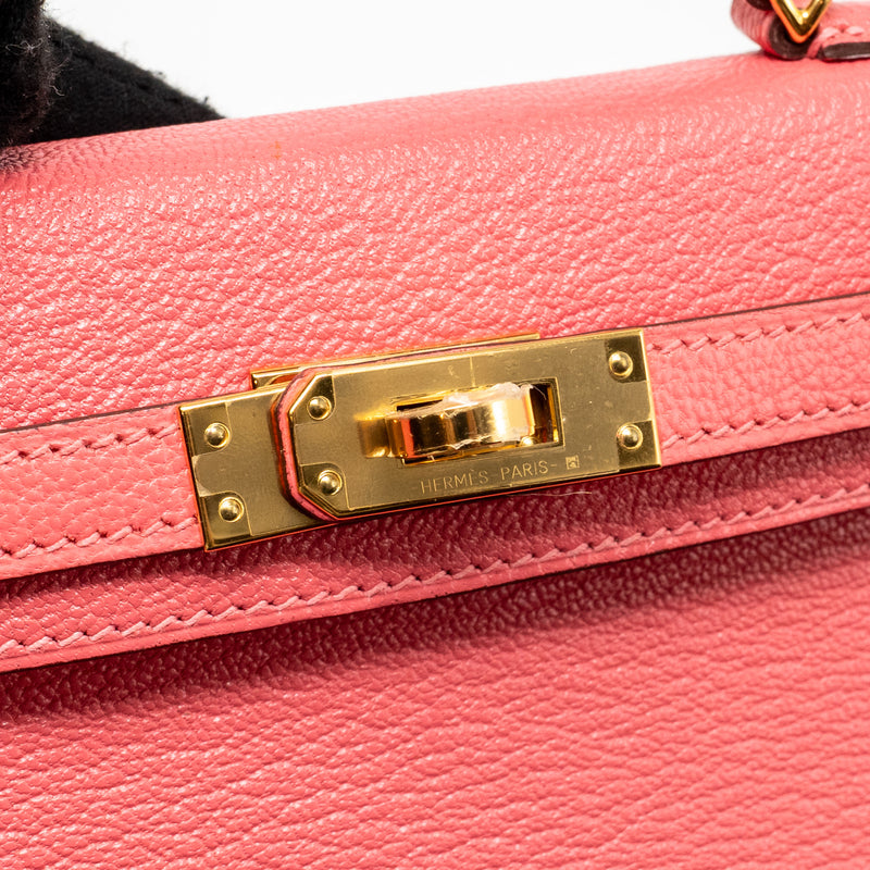 Hermes Mini Kelly II Chèvre Mysore Rose Azalee GHW Stamp Y