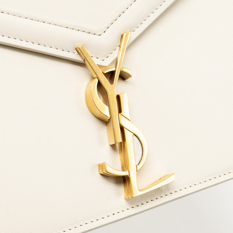 Saint Laurent/YSL Cassandra Chain Wallet Calfskin White GHW