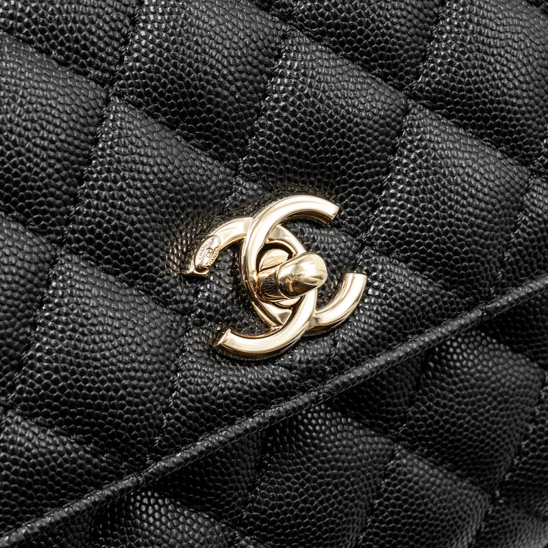 Chanel Small Coco Handle Caviar Black LGHW (Microchip)