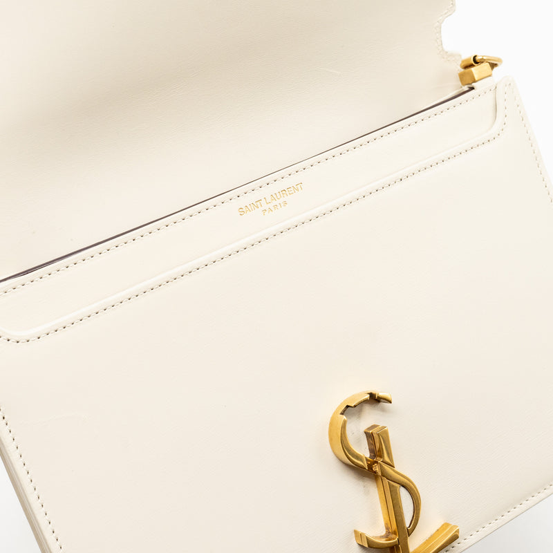 Saint Laurent/YSL Cassandra Chain Wallet Calfskin White GHW