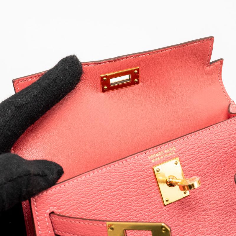 Hermes Mini Kelly II Chèvre Mysore Rose Azalee GHW Stamp Y
