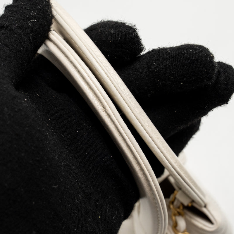 Chanel Mini Kelly Shopping Tote Bag Calfskin White GHW (Microchip)