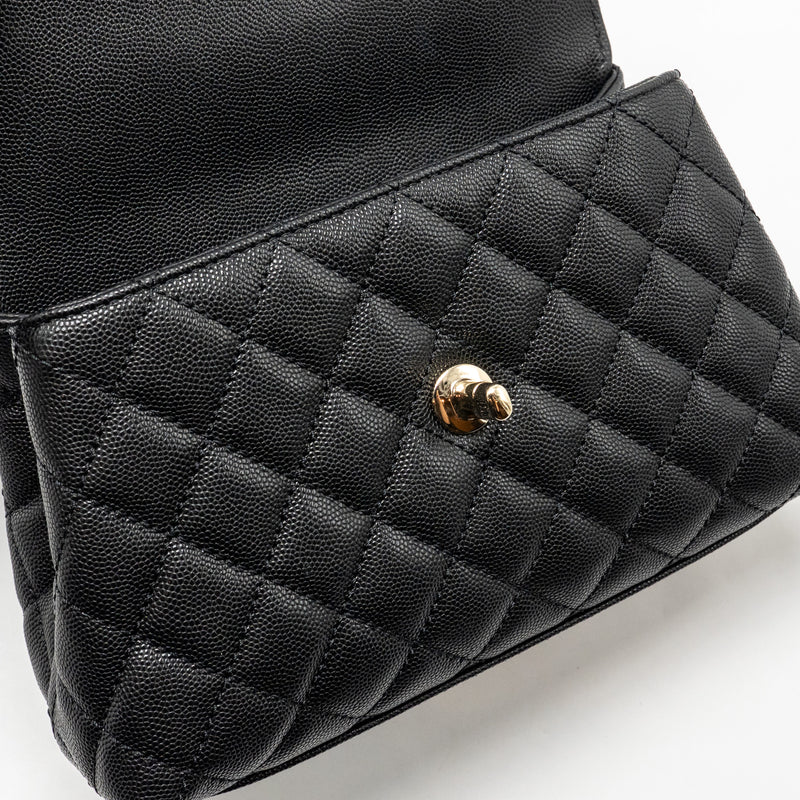 Chanel Small Coco Handle Caviar Black LGHW (Microchip)