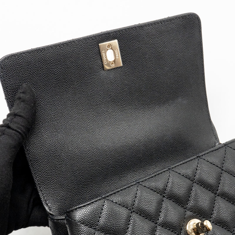 Chanel Small Coco Handle Caviar Black LGHW (Microchip)