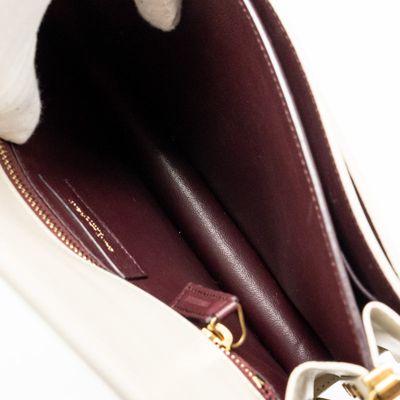 Saint Laurent/YSL Cassandra Chain Wallet Calfskin White GHW