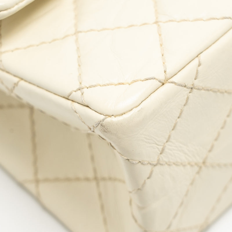 Chanel Mini 2.55 Reissue Flap Bag Aged Calfskin Creamy White With Ruthenium Hardware