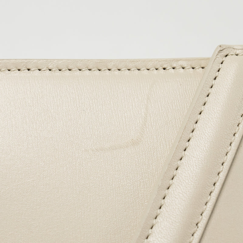 Saint Laurent/YSL Cassandra Chain Wallet Calfskin White GHW
