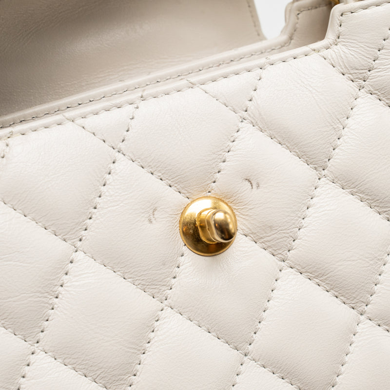 Chanel Mini Kelly Shopping Tote Bag Calfskin White GHW (Microchip)