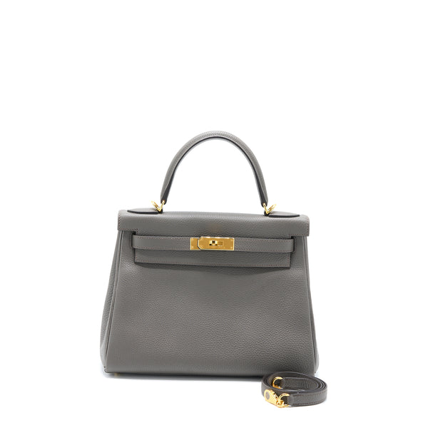 Hermes Kelly 28 Togo Gris Etain GHW Stamp U