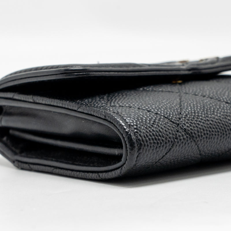 Chanel CC Filigree quilted flap card holder caviar black GHW