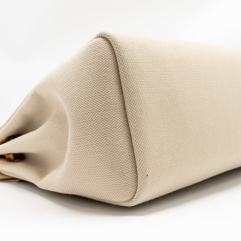 Hermes herbag 31 zip bag canvas/Hunter leather beton/nata SHW stamp U