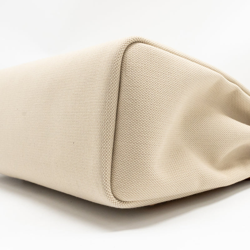 Hermes herbag 31 zip bag canvas/Hunter leather beton/nata SHW stamp U