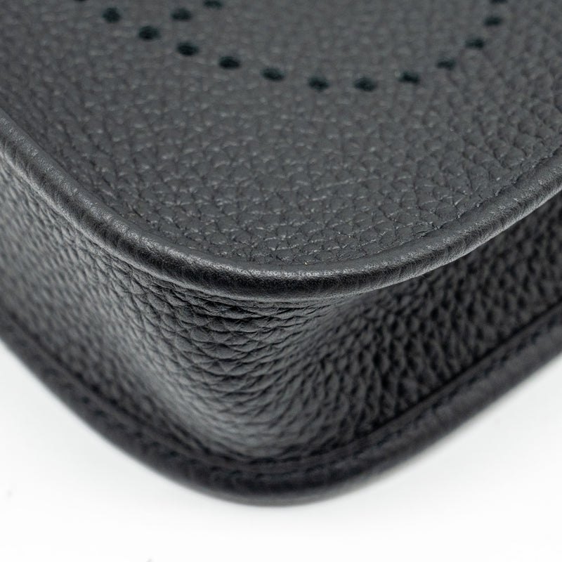 Hermes Mini Evelyne Clemence Black with Black/Ebene Strap GHW STAMP B