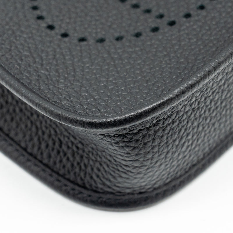 Hermes Mini Evelyne Clemence Black with Black/Ebene Strap GHW STAMP B