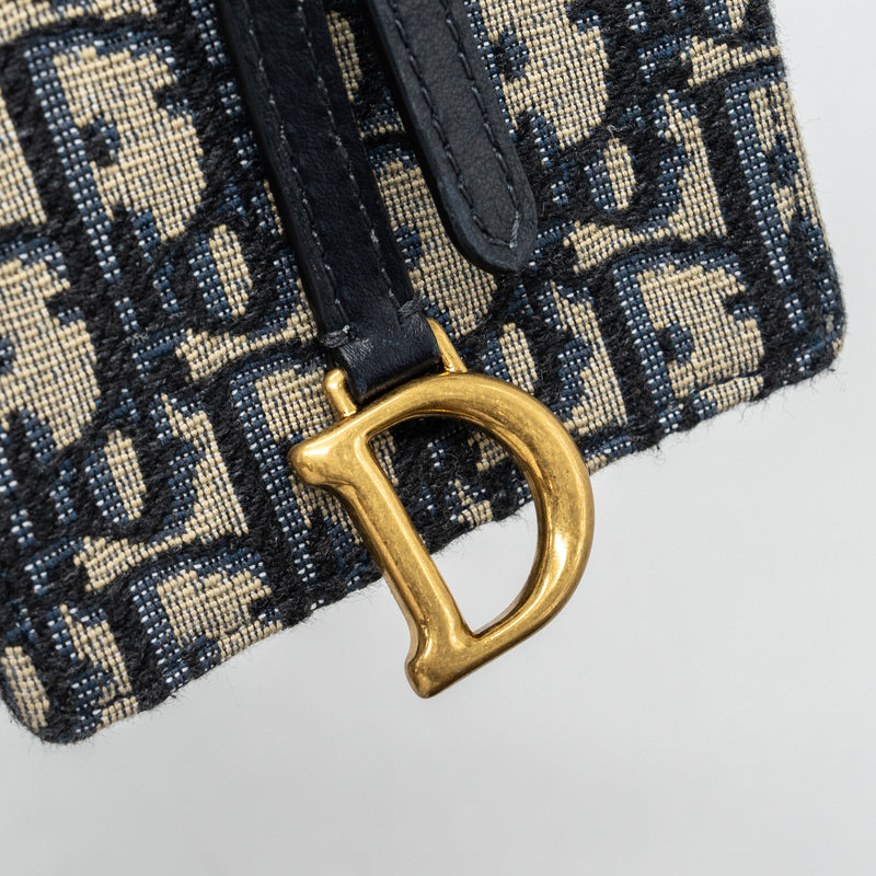 Dior Saddle Phone Pouch Dior Oblique Jacquard Blue GHW