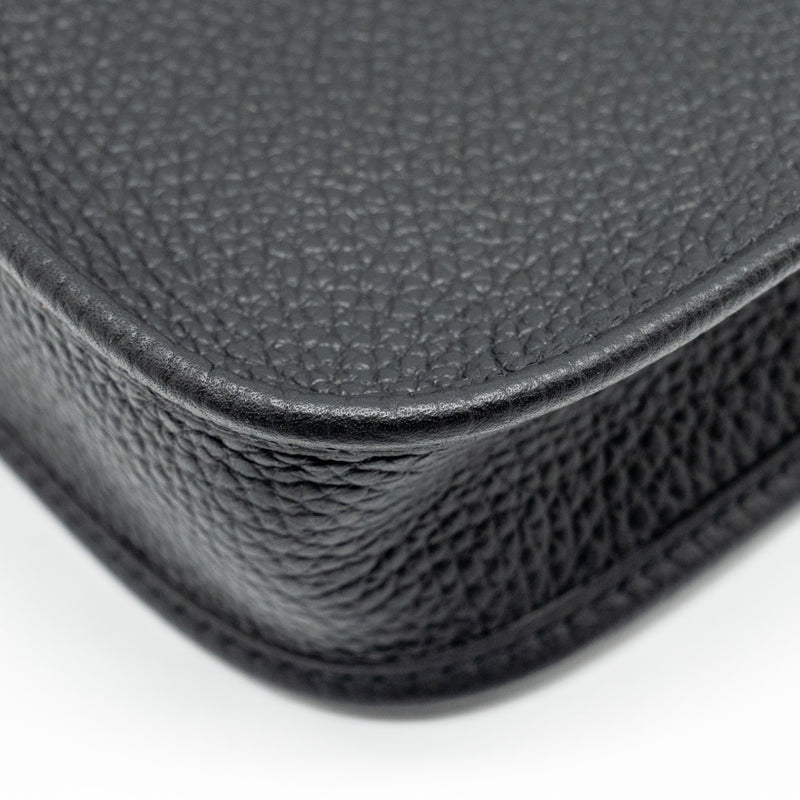 Hermes Mini Evelyne Clemence Black with Black/Ebene Strap GHW STAMP B