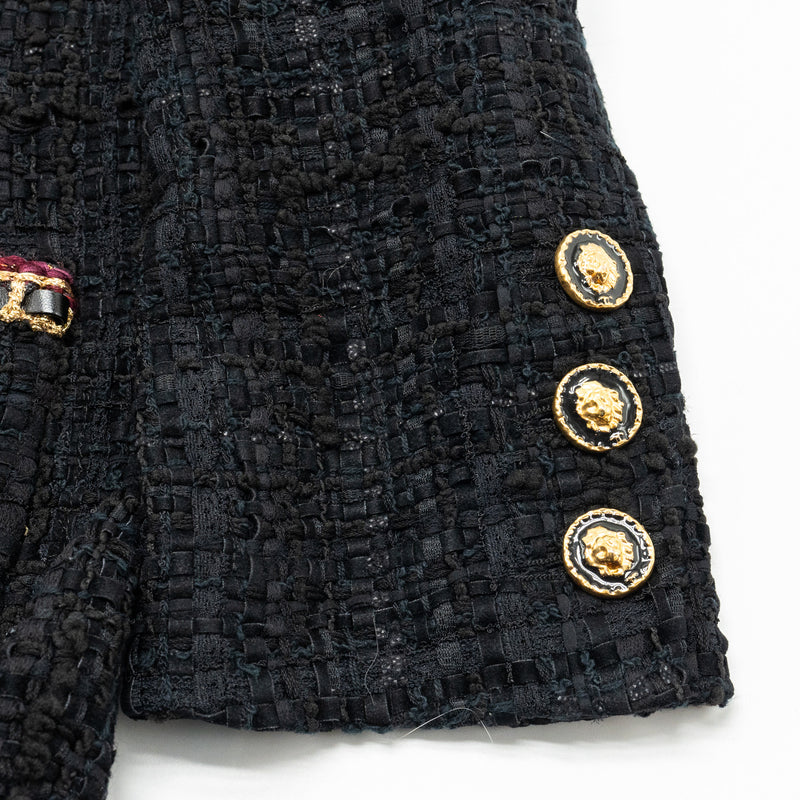 Chanel 21A Size 34 Jumpsuit Jacket Tweed Black/Burgundy/Gold