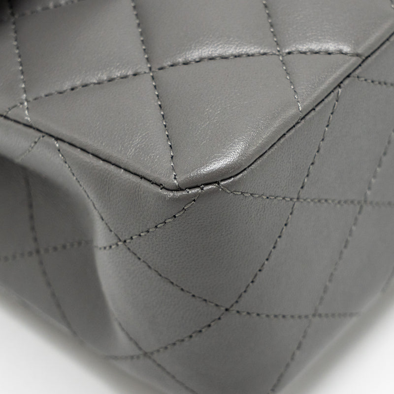 Chanel Small Classic Double Flap Bag Lambskin Grey LGHW (Microchip)