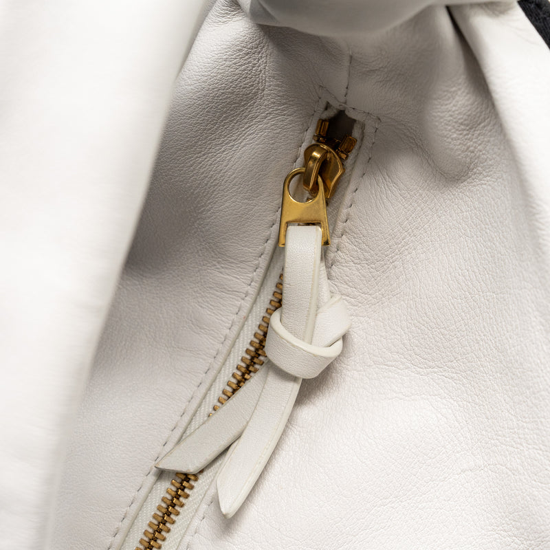 Bottega Veneta Mini Double Knot Bag Calfskin White GHW