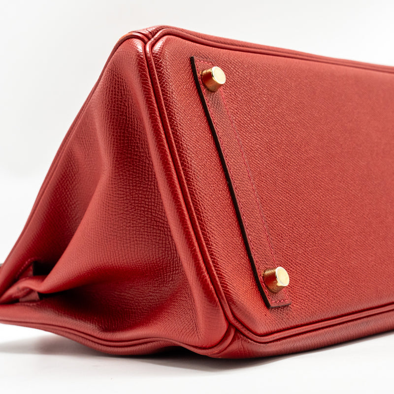 HERMES Birkin 30 Epsom Q5 Rouge Casaque GHW Stamp Square R