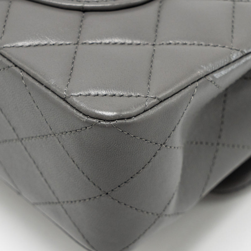 Chanel Small Classic Double Flap Bag Lambskin Grey LGHW (Microchip)
