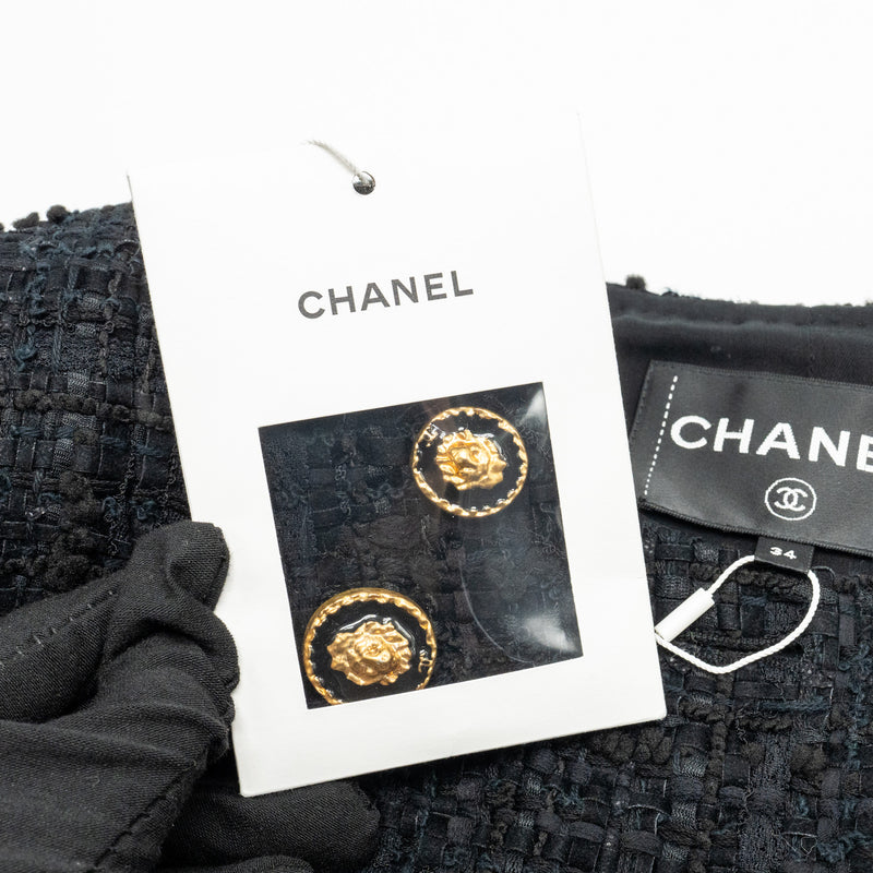 Chanel 21A Size 34 Jumpsuit Jacket Tweed Black/Burgundy/Gold
