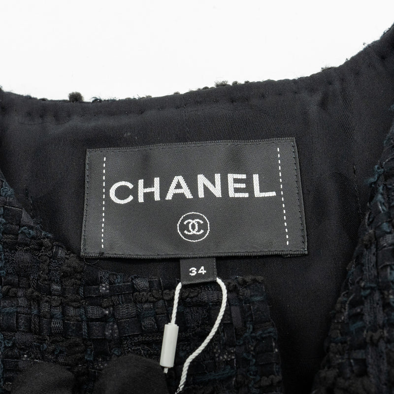 Chanel 21A Size 34 Jumpsuit Jacket Tweed Black/Burgundy/Gold