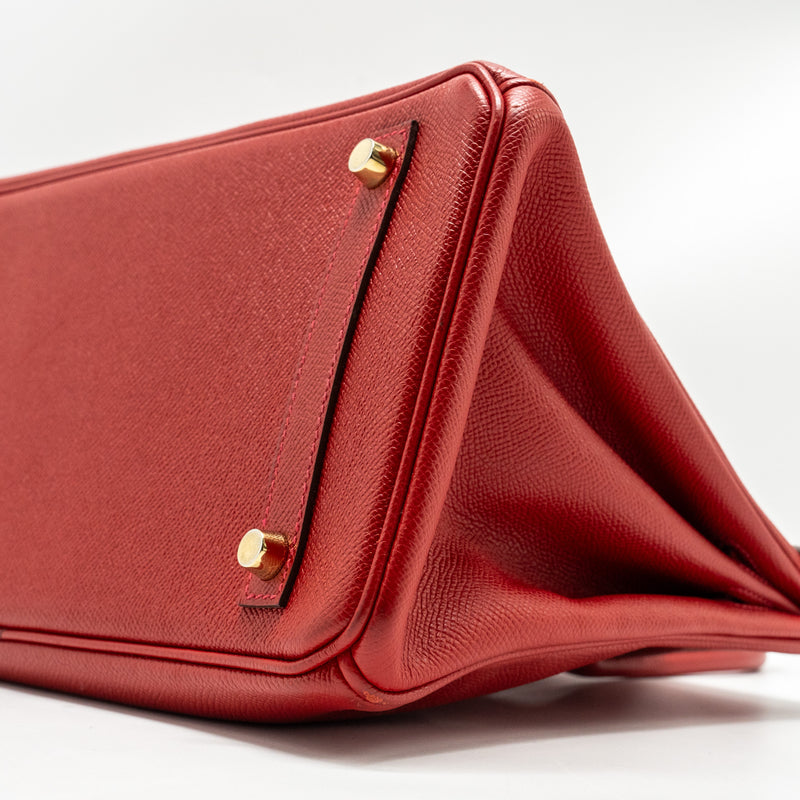 HERMES Birkin 30 Epsom Q5 Rouge Casaque GHW Stamp Square R