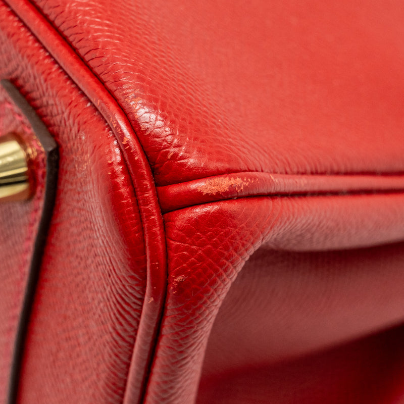 HERMES Birkin 30 Epsom Q5 Rouge Casaque GHW Stamp Square R