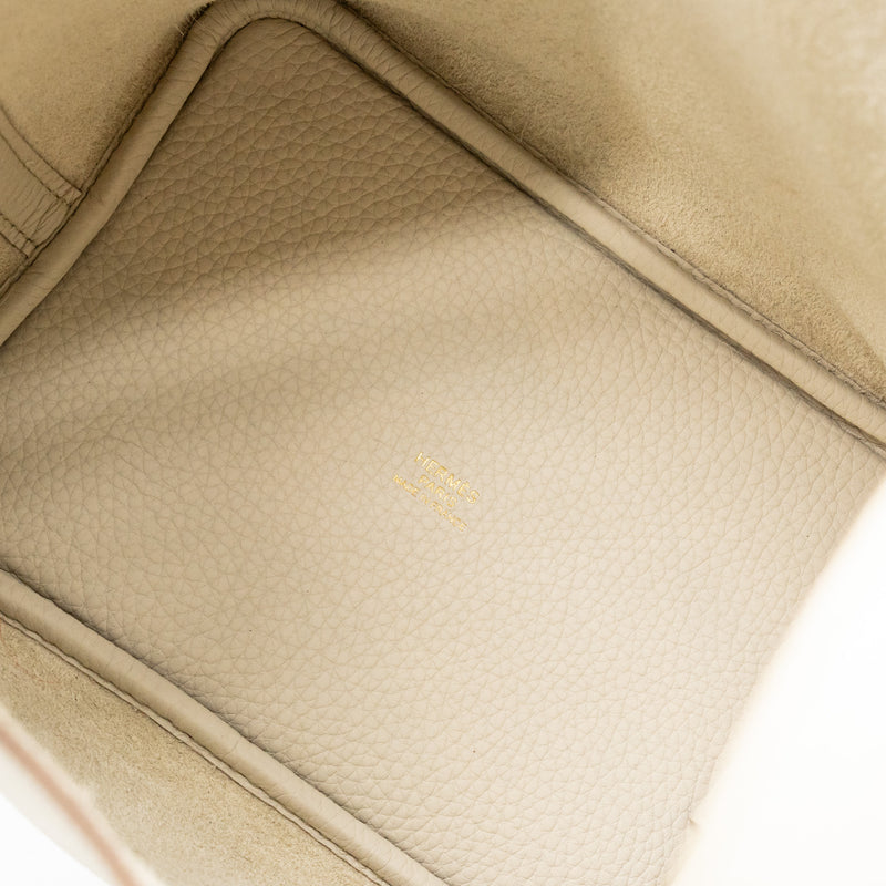 Hermes Picotin 18 Lock Bag Ostrich Touch/Clemence Beton GHW Stamp B