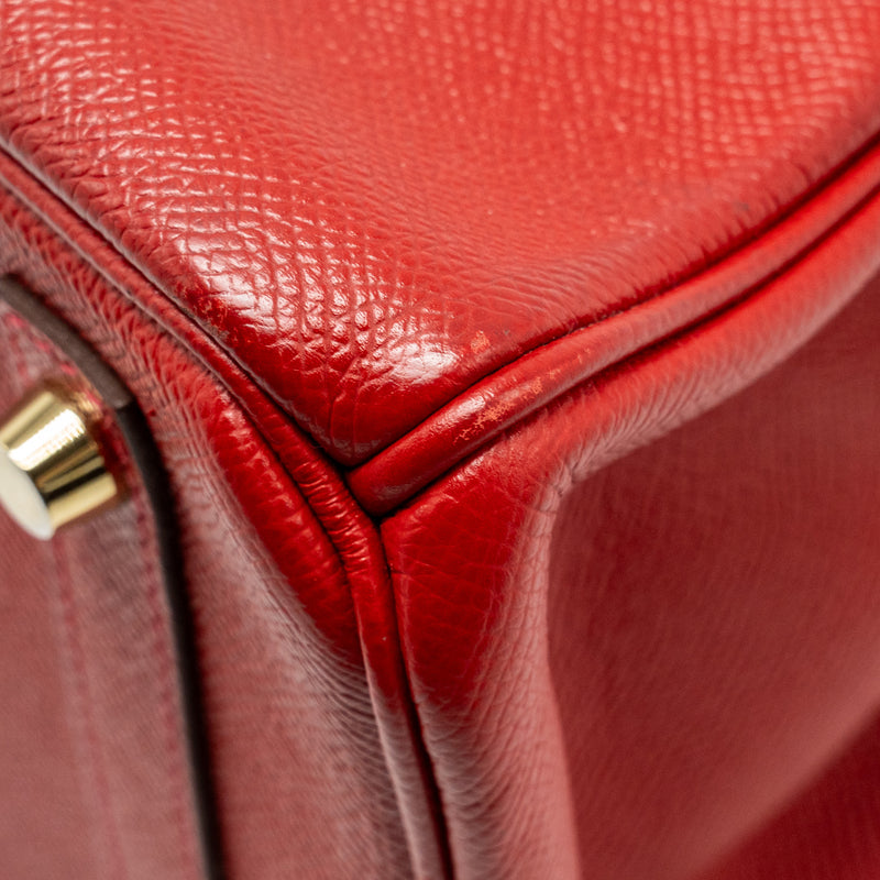 HERMES Birkin 30 Epsom Q5 Rouge Casaque GHW Stamp Square R