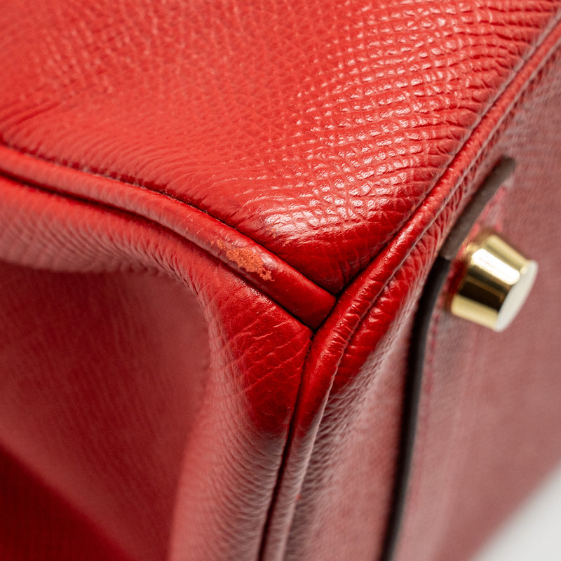 HERMES Birkin 30 Epsom Q5 Rouge Casaque GHW Stamp Square R
