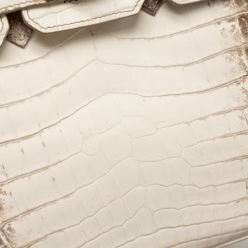 Hermes Birkin 25 Crocodile Niloticus Himalaya 01 Blanc SHW Stamp Y