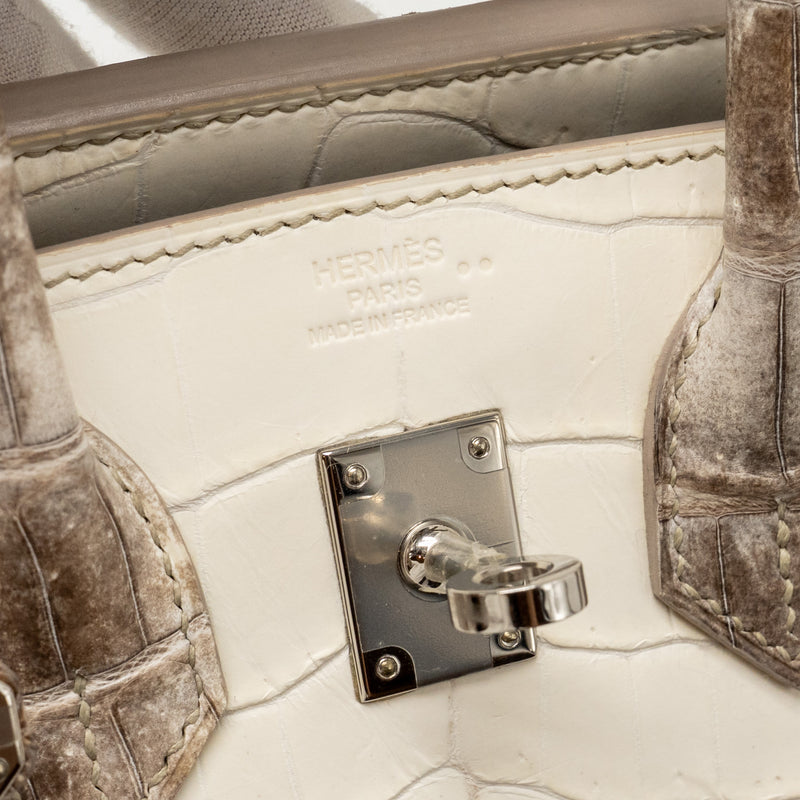 Hermes Birkin 25 Crocodile Niloticus Himalaya 01 Blanc SHW Stamp Y