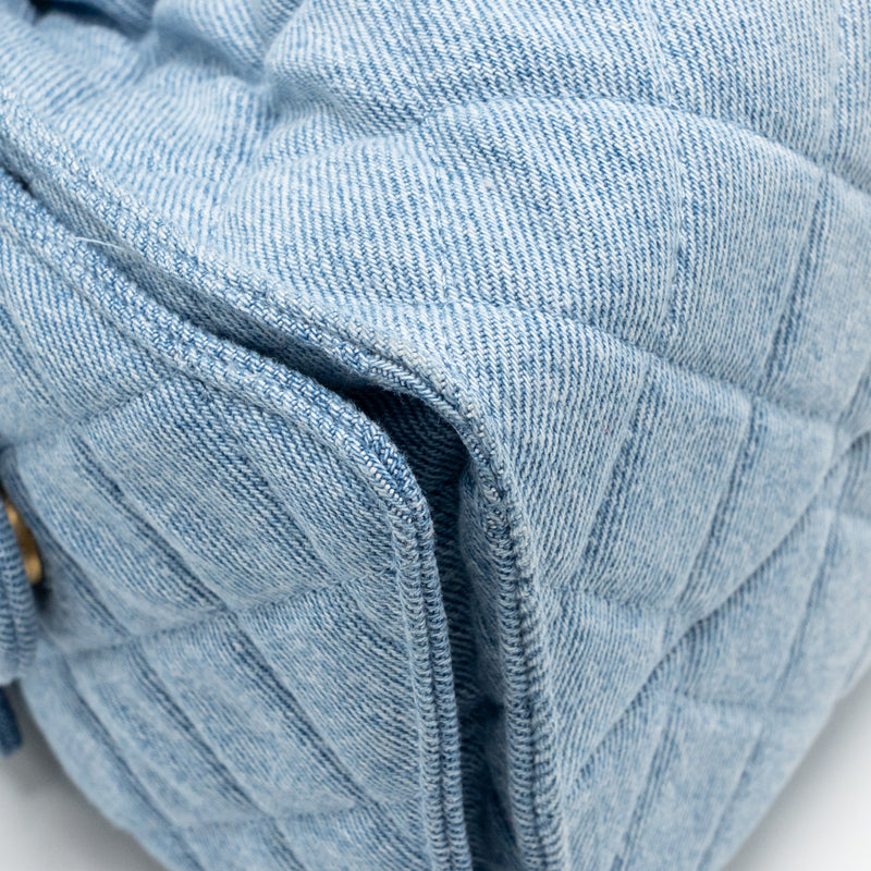 Chanel small 25 bag washed denim light blue GHW (microchip)