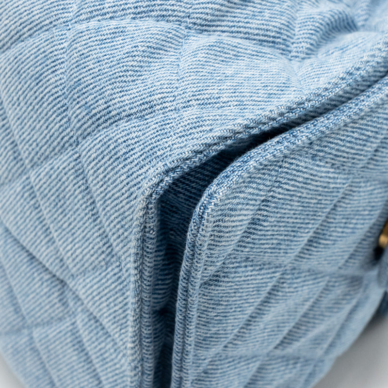 Chanel small 25 bag washed denim light blue GHW (microchip)