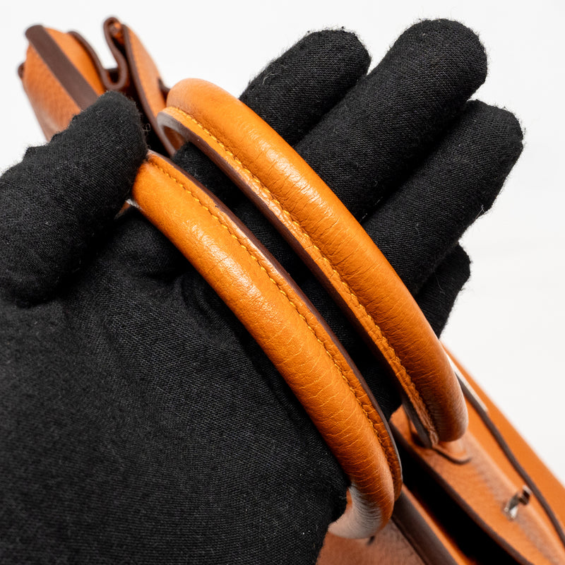 Hermes Birkin 30 Clemence Orange SHW Stamp Square I