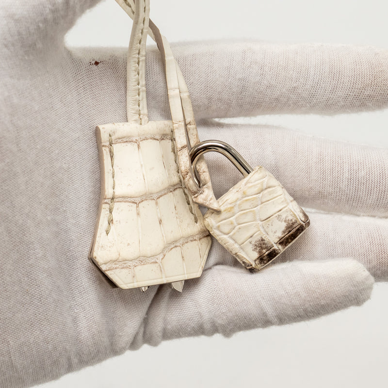 Hermes Birkin 25 Crocodile Niloticus Himalaya 01 Blanc SHW Stamp Y