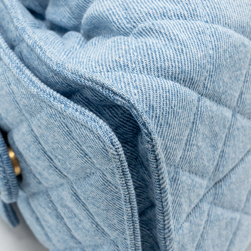 Chanel small 25 bag washed denim light blue GHW (microchip)