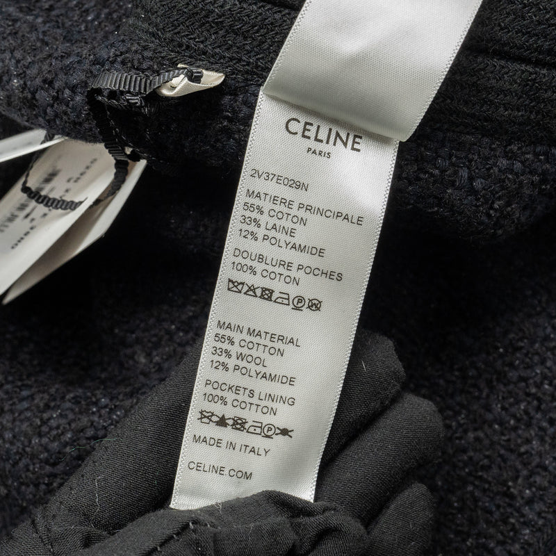 Celine Size 34 Veste Chasseur Baja Jacket Tweed Black