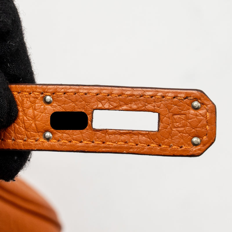 Hermes Birkin 30 Clemence Orange SHW Stamp Square I