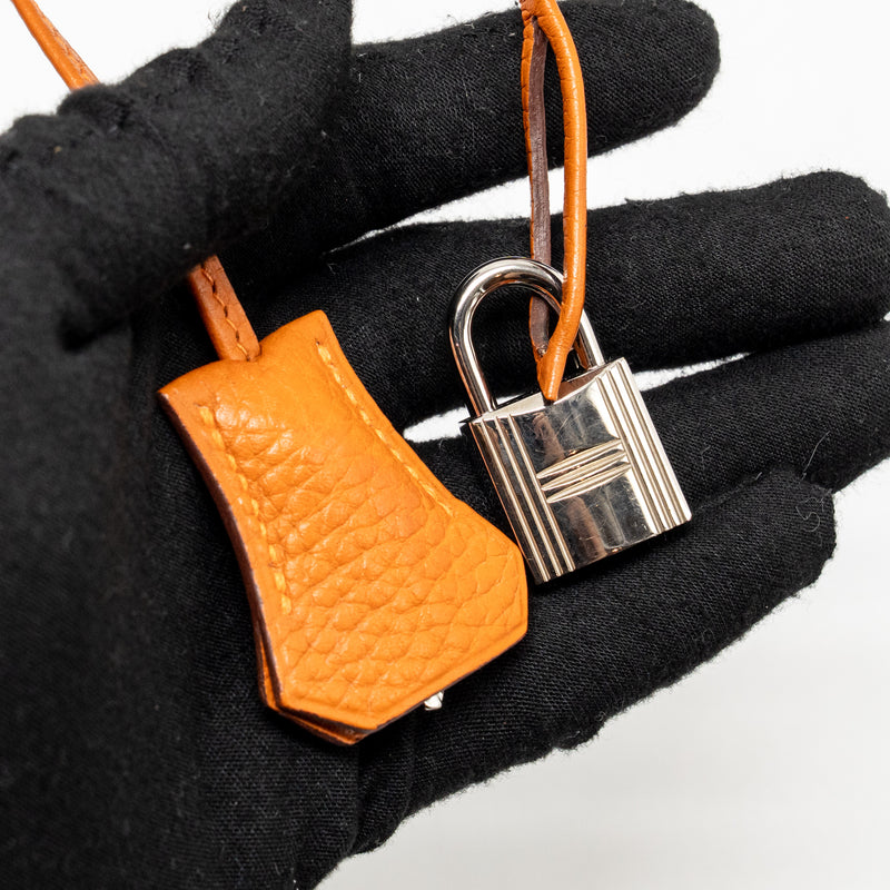 Hermes Birkin 30 Clemence Orange SHW Stamp Square I