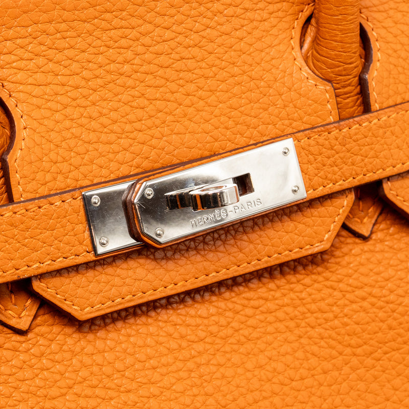 Hermes Birkin 30 Clemence Orange SHW Stamp Square I