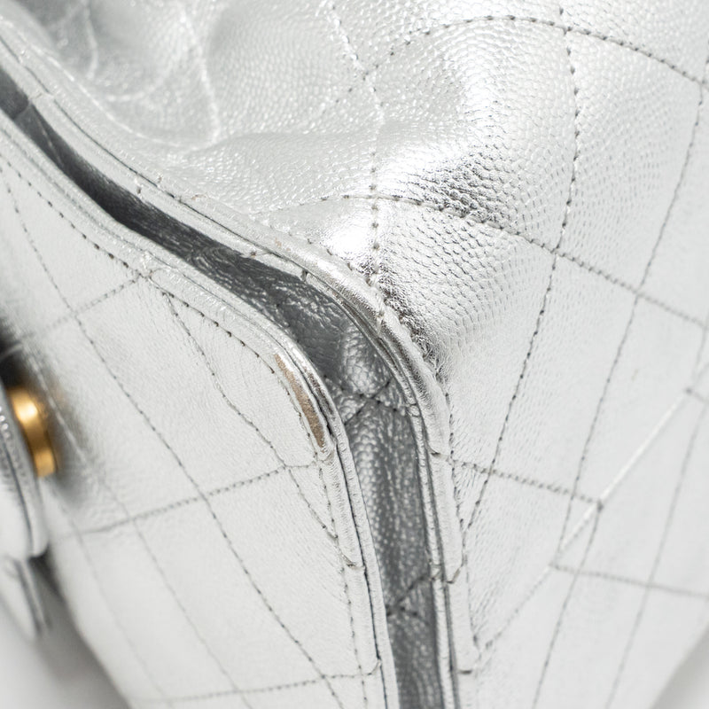 Chanel Small 25 bag caviar silver GHW (microchip)