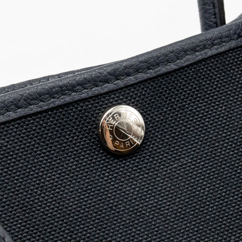 Hermes Garden Party 30 Canvas/Negonda Black/Blue Indigo SHW Stamp Z