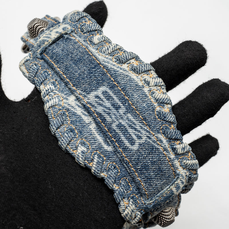 Balenciaga Le Cagole XS Shoulder Bag BB Monogram Denim Light Blue SHW