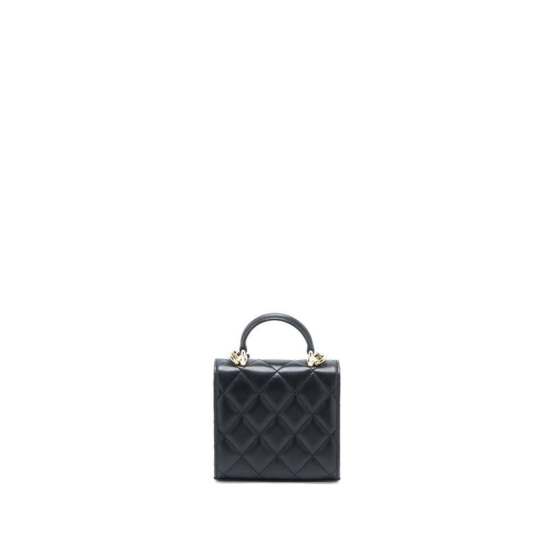 Chain Handle Flap Bag Lambskin Caviar Black GHW