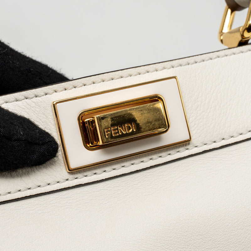 Fendi Small Peekaboo ISeeU Bag Napa Leather White/Beige GHW